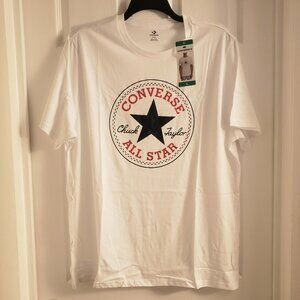 Men's Converse All Star Logo XL White Blue Red Short Sleeve T-Shirt New NWT
